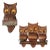 Mid-Century Carved Wood Owl Wall Hangings Set For Sale