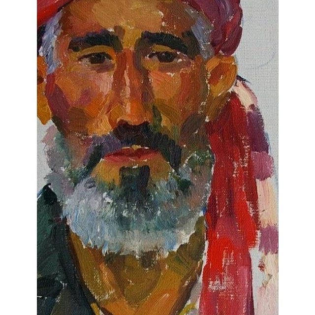 1970s Original Oil Portrait Painting, Man With Turban, Ukrainian Artist 50-38,5 For Sale - Image 4 of 6