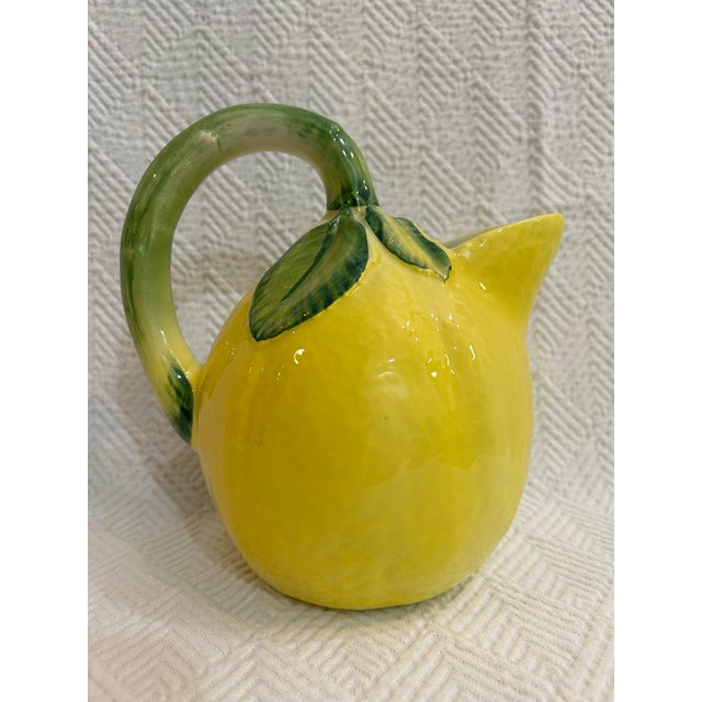 Late 20th Century Made in Italy Majolica Lemon Pitcher For Sale - Image 4 of 8