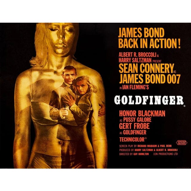 James Bond Goldfinger Original Vintage Movie Poster, British, 1964 For Sale - Image 4 of 4