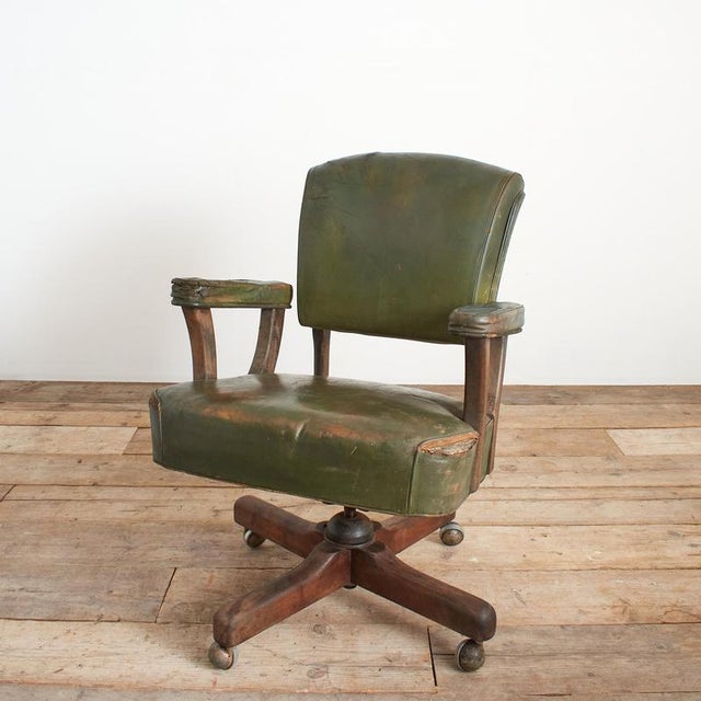 Antique US Military Swivel Desk Chair in Leather, 1940s For Sale - Image 15 of 15