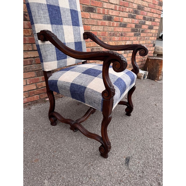 English Newly Upholstered English Arm Chair For Sale - Image 3 of 13