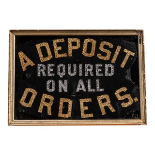 Antique Rog "Deposit" Foil Trade Sign For Sale