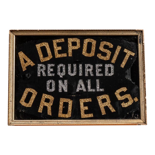Antique Rog "Deposit" Foil Trade Sign For Sale
