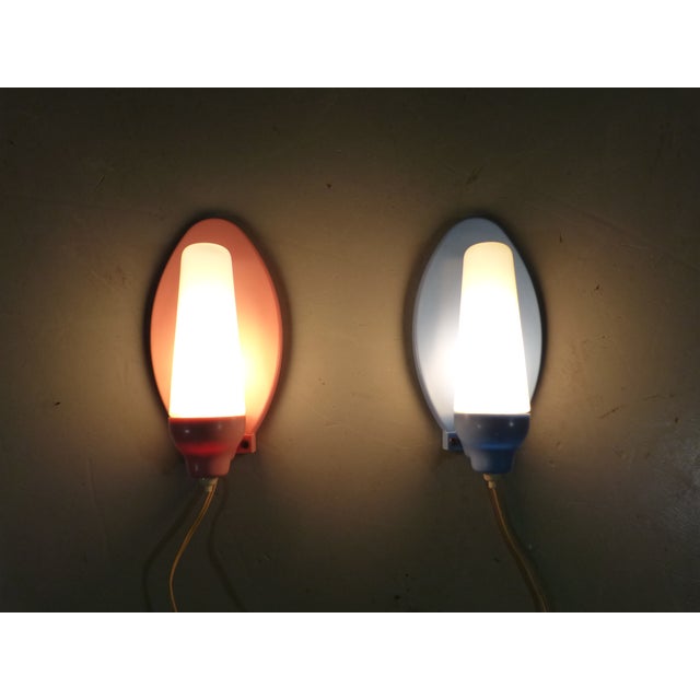 Pink & Blue Wall Lamps, 1950s, Set of 2 For Sale - Image 18 of 18