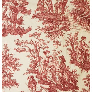 Vintage Waverly French Country Red and Cream Toile Fabric - 6 Yards For Sale