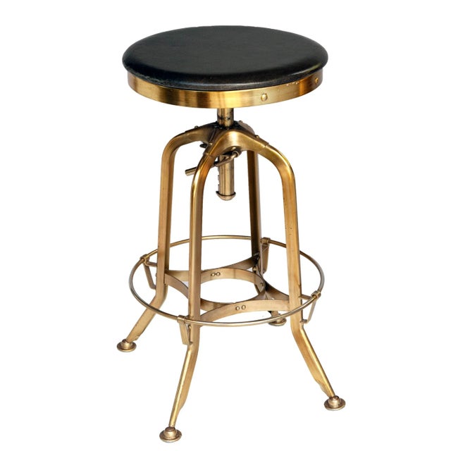 Restoration Hardware Vintage Restoration Hardware Brass Adjustable Stool For Sale - Image 4 of 8