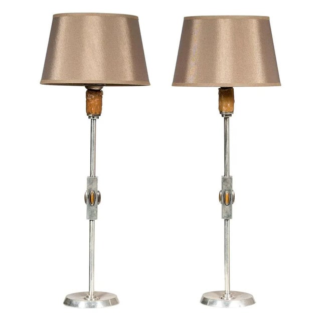 Table Lamps in Silver and Tiger's Eye, 1960s, Set of 2 For Sale - Image 9 of 9