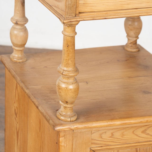Early 20th Century Small Pine Nightstand With Marble Top and Shelf For Sale - Image 9 of 13