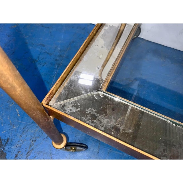Metal Century French Modern Gold Leaf Finished Bar Cart, Attributed For Sale - Image 7 of 8