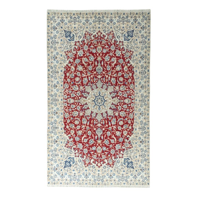 Hand-Knotted Nain 9LA Oriental Rug with Silk Content ​ For Sale