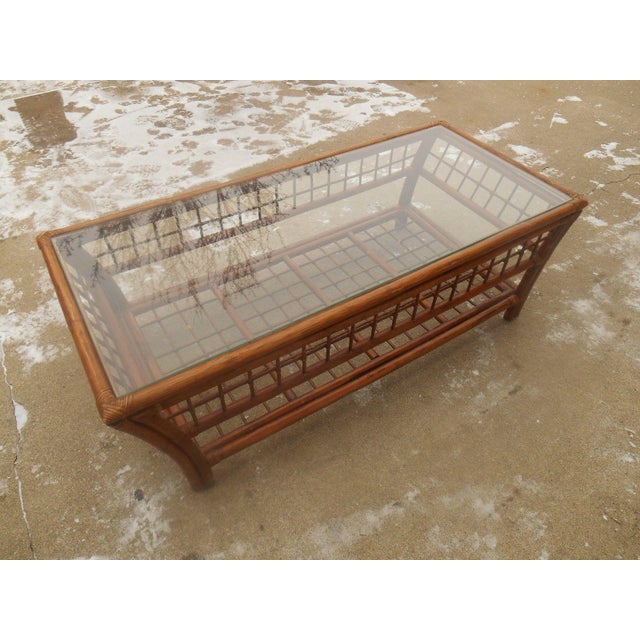 Vintage Bamboo Chinese Chippendale Coffee Table | Chairish