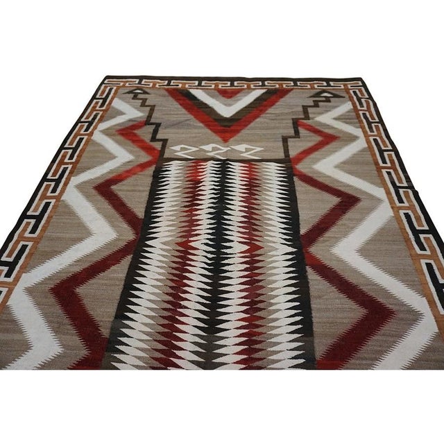 1930s 1930s Camel Field Antique Native American Tribal Geometric Flat Weave Kilim Rug For Sale - Image 5 of 10