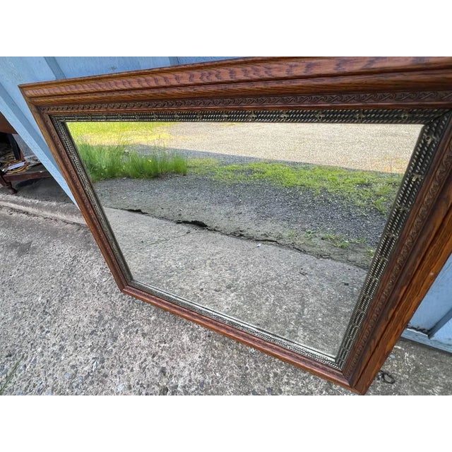 Victorian Style Oak Wall Mirror, 1920 For Sale - Image 4 of 9