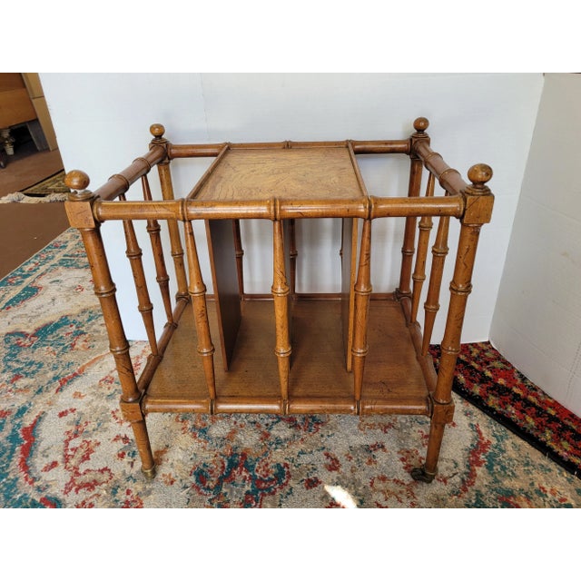 1960s Bamboo Carved Burlwood Magazine Rack For Sale - Image 4 of 8