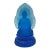 Blue Crystal Glass Sitting Buddha Lotus Base Mandorla Halo Back Statue For Sale
