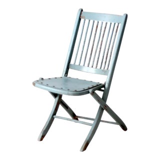 Antique Painted Wood Folding Chair For Sale