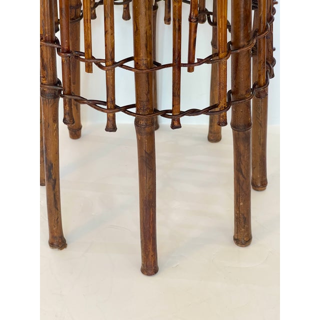 Traditional Rare Aesthetics Movement Bamboo & Needlepoint Stool Late 19Th. C For Sale - Image 3 of 14