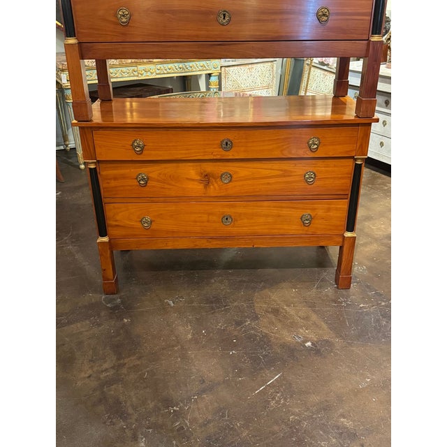 Traditional Pair of French Empire Walnut Commodes For Sale - Image 3 of 11