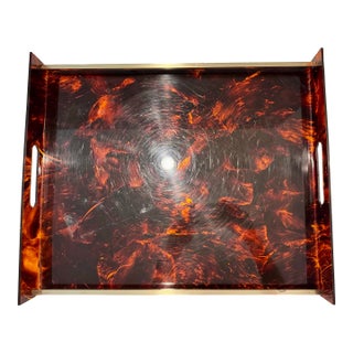 Large Christian Dior Lucite & Brass Serving Tray For Sale