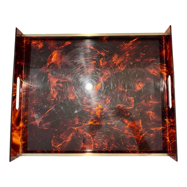 Large Christian Dior Lucite & Brass Serving Tray For Sale