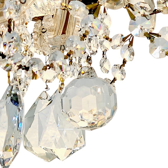Mid-Century Italian 10-Arm Crystal Chandelier With Turkish Teardrop Prisms, c.1950s For Sale - Image 12 of 15