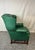 Chippendale Whitmore Sherrill Furniture Green Leather Chair & Ottoman, 2 Pieces For Sale - Image 3 of 7