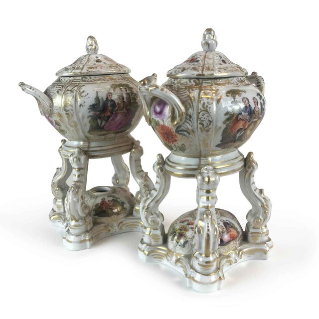 Antique German Porcelain Incense Burners, 1800s, Set of 2 For Sale - Image 14 of 15
