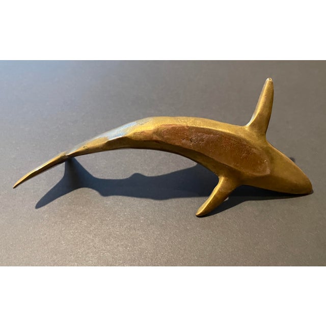 1980s Vintage Heavy Brass Shark For Sale - Image 5 of 5