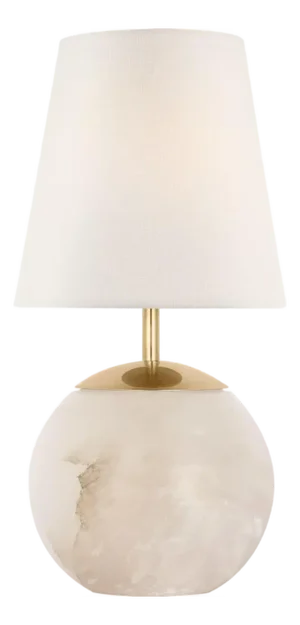 Thomas O'Brien by Visual Comfort Signature Terri 12" Cordless Accent Lamp in Alabaster with Linen Shade