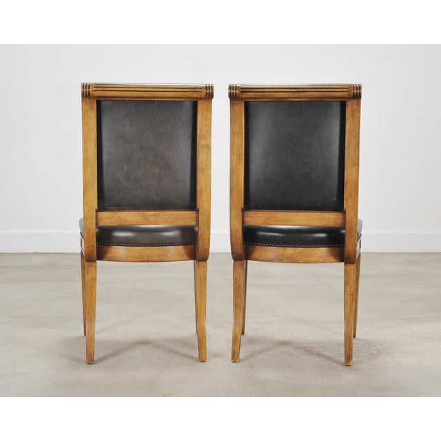 Set of Six Michael Taylor Regency Style Leather Dining Chairs For Sale - Image 17 of 18