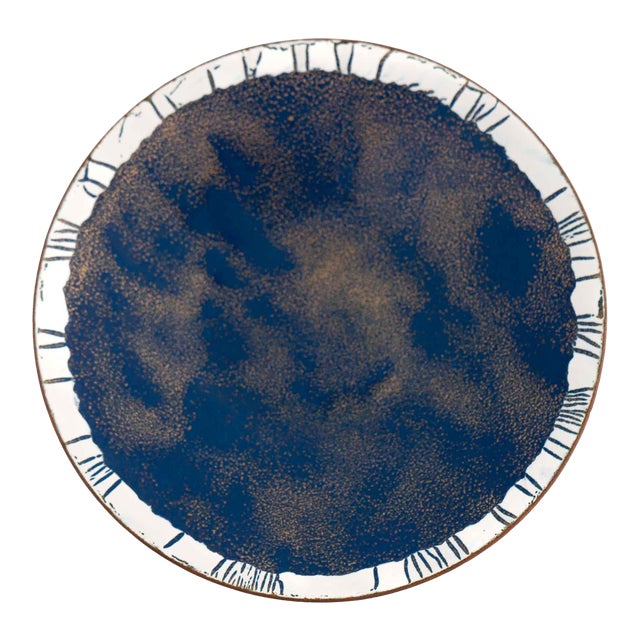 Vintage Hand-Painted Enamel Catchall Dish For Sale