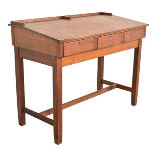 Limbert Style Antique Mission Oak Arts & Crafts Slant Front Architect's Desk, Circa 1910 For Sale