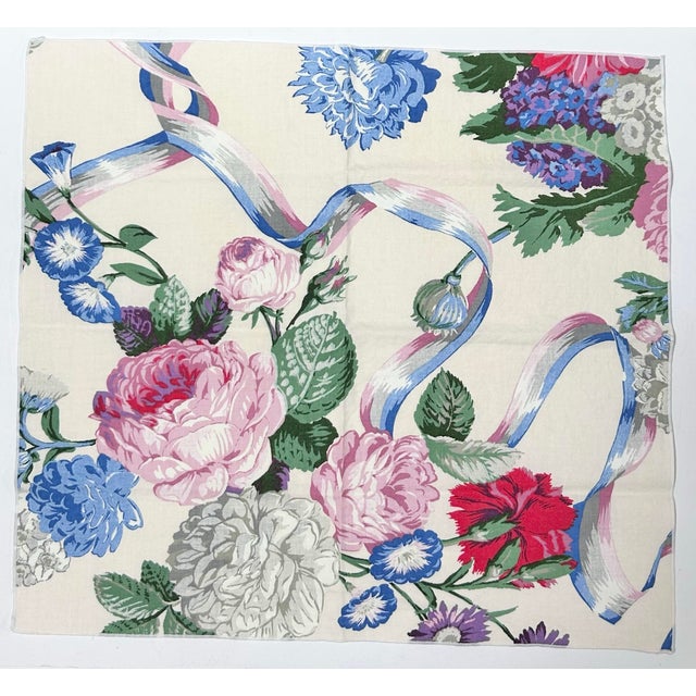 Vintage 1980s Cabbage Rose Floral Cotton Dinner Napkins – Grandmillennial Style (Set of 6) For Sale - Image 10 of 12