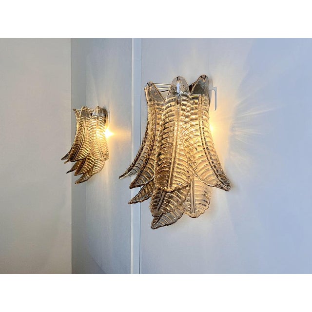 Vintage Smoked Murano Glass 6-Tier Felci Wall Sconce, 1990s, Set of 2 For Sale - Image 17 of 18