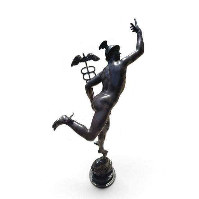 Gold Neapolitan Artist after Giambologna, Large Patinated Figure of Mercury, Bronze For Sale - Image 8 of 11