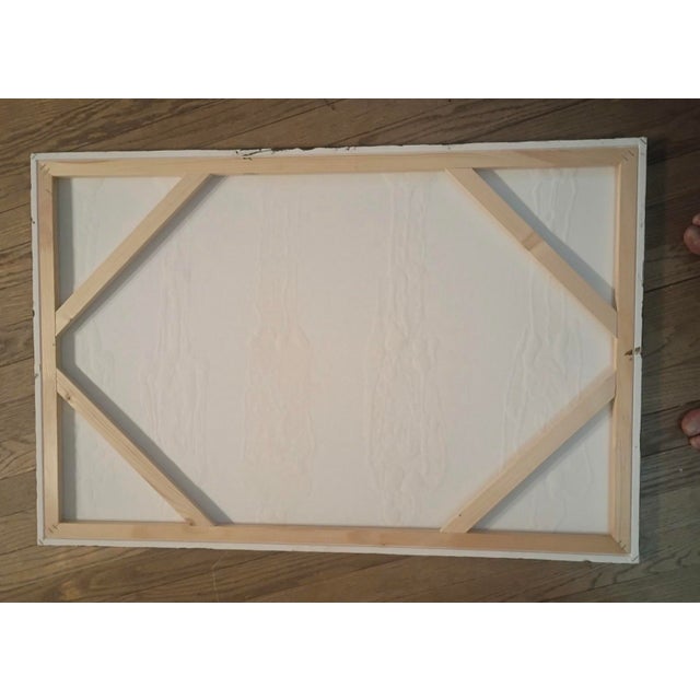 Colorful Abstract Painting of 6 Standing Figures by Christopher Shoemaker 24” X 36”, Signed For Sale - Image 6 of 9