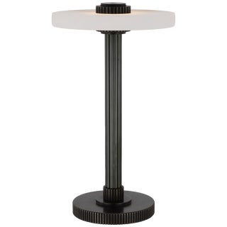 Visual Comfort Signature Aran 9" Rechargeable Accent Lamp in Bronze and Alabaster For Sale