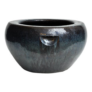 Antique Yixing Blue Flambe Glazed Stoneware Pot For Sale