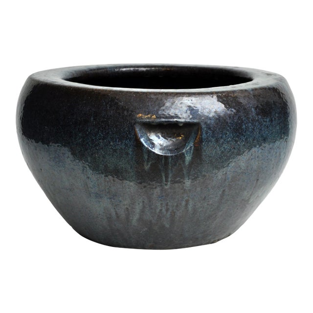 Antique Yixing Blue Flambe Glazed Stoneware Pot For Sale