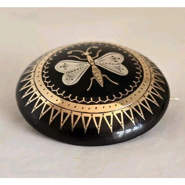 Metal Victorian Gold and Silver Piqué Butterfly Brooch, 1880 For Sale - Image 7 of 14