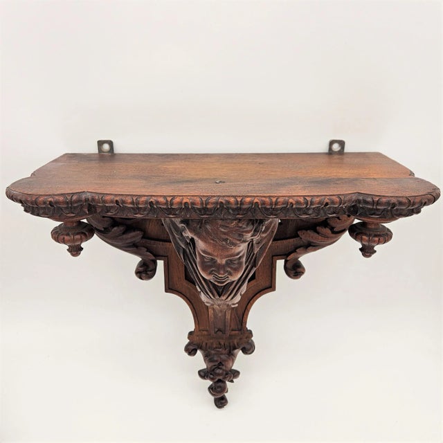 Carved Wooden Wall Console with Putti For Sale - Image 4 of 8