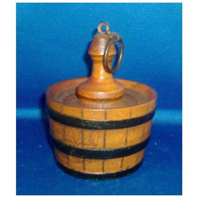 Antique 19th Century American Country Store Carved Wood Treen Barrel For Sale - Image 4 of 9