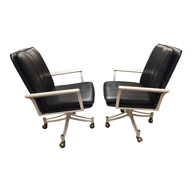 Vintage Milo Baughman Style Directors Chairs Swivel Castors Postmodern Vintage For Sale