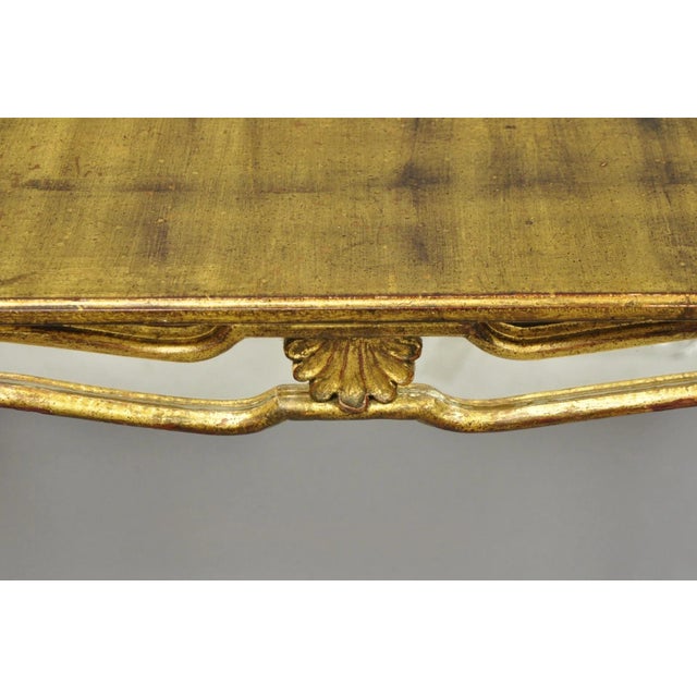 Hollywood Regency Vintage Italian Venetian Hollywood Regency Gold Gilt Small Wall Console Table For Sale - Image 3 of 18