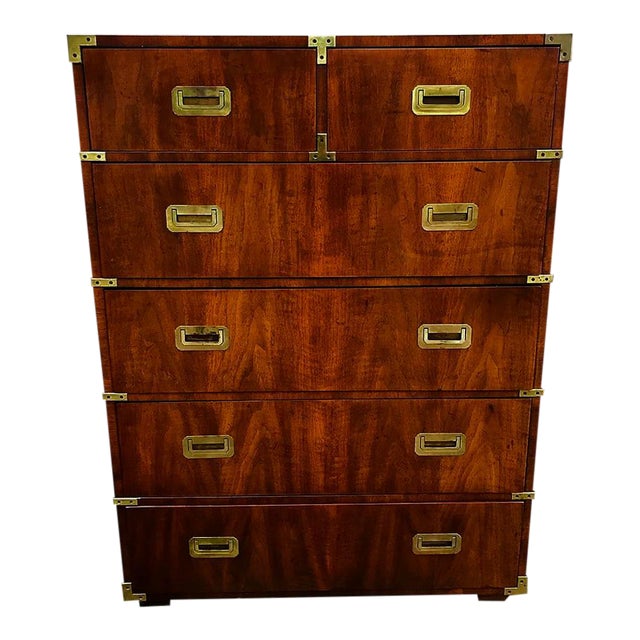 1970s Vintage Henredon Campaign Tall Dresser Chairish