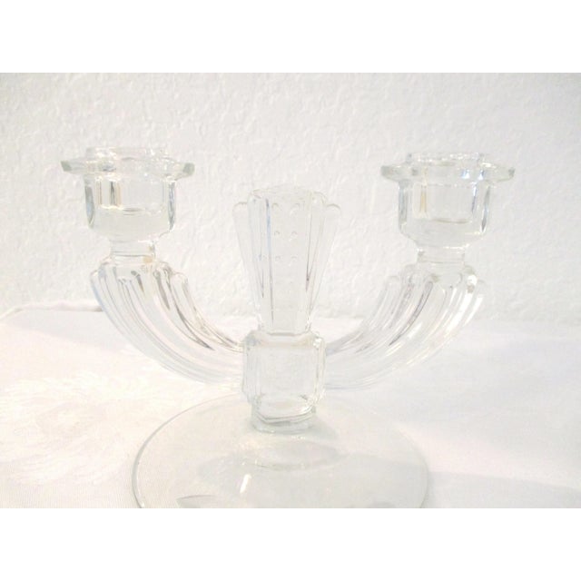 1920s Art Deco Glass Double Taper Candle Holders a Pair Chairish