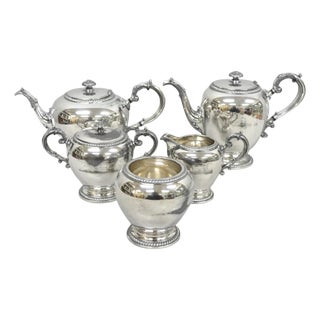 Antique Reed & Barton 4090 Silver Plated Victorian Tea Service - 5 Pc Set For Sale