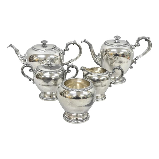 Antique Reed & Barton 4090 Silver Plated Victorian Tea Service - 5 Pc Set For Sale