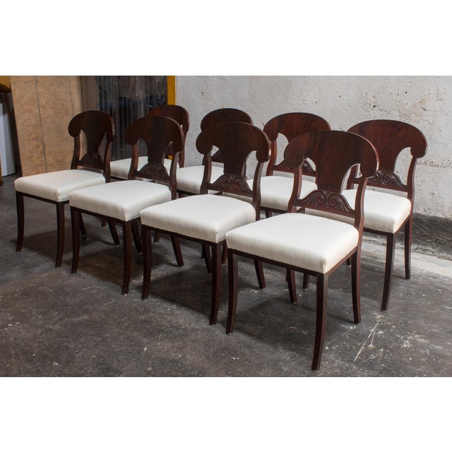 Wood 1920s Set of 8 Swedish Karl Johan Biedermeier Revival Dining Chairs For Sale - Image 7 of 7